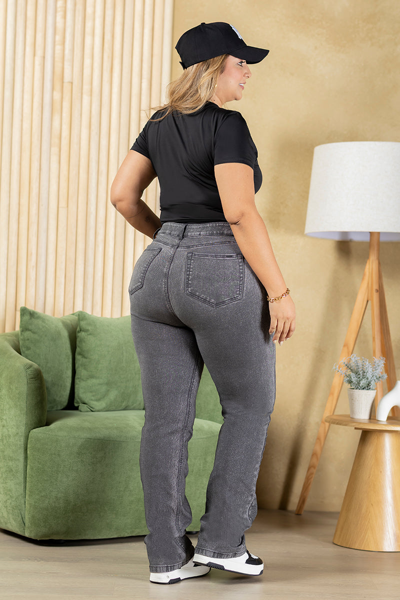 Jean Bota Recta Gris Oscuro Marca Trucco's Plus Size