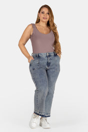 Jean Palazzo Tiro Alto Color Dirty Marca Trucco´s Plus Size