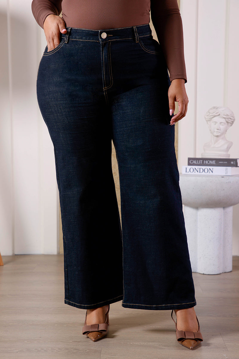 Jean Wide Leg Plus Size en Algodón, Poliester, Elastano y Rayon Marca Trucco's