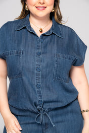 Set 2 Piezas en Tencel Pantalón Wide Leg Camisa Manga Corta Marca Trucco´s Plus Size