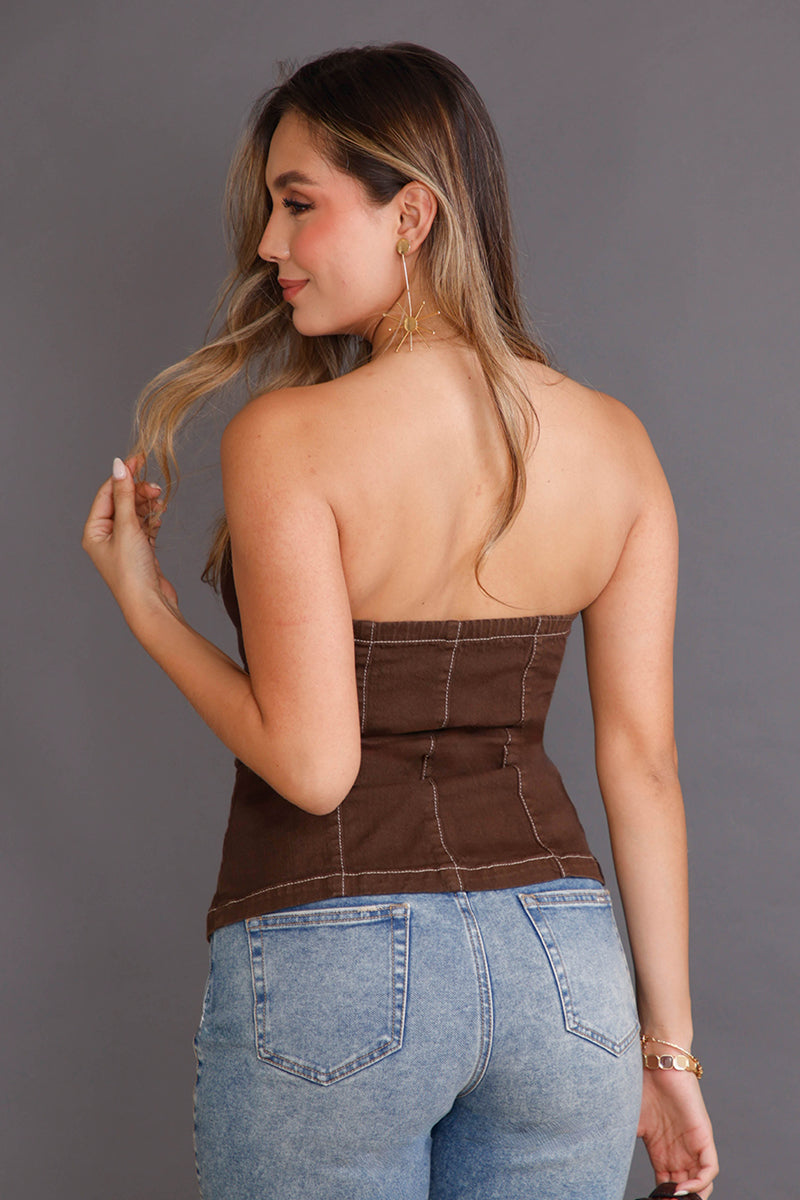Blusa Estraple en Algodón y Elastano Marca Trucco's