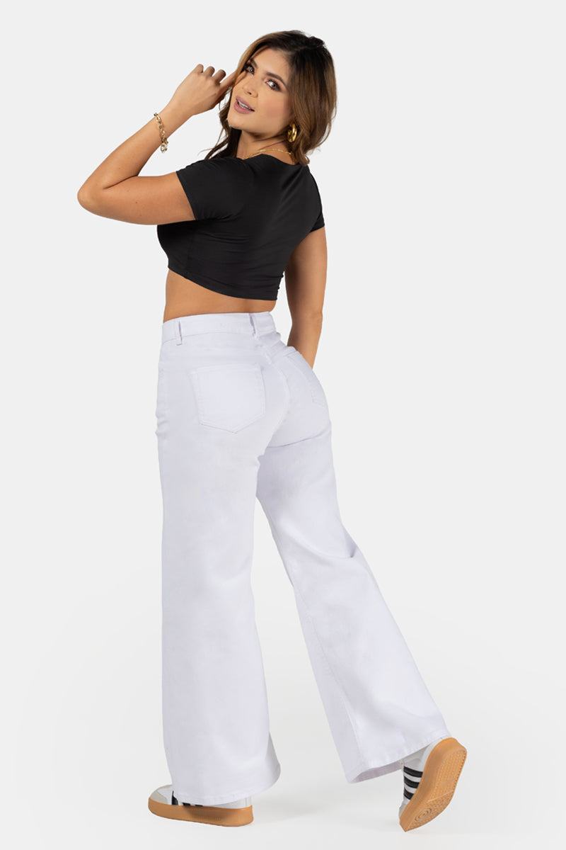 Jean Wide Leg Tiro Alto Denim Marca Trucco´s