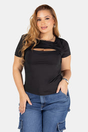 Blusa Manga Corta Elegante Marca Trucco´s Plus Size