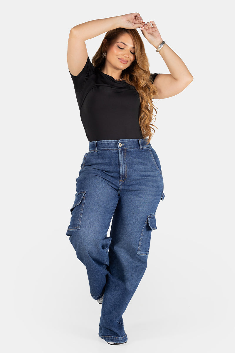 Jean Cargo con Bolsillos Laterales Marca Trucco´s Plus Size