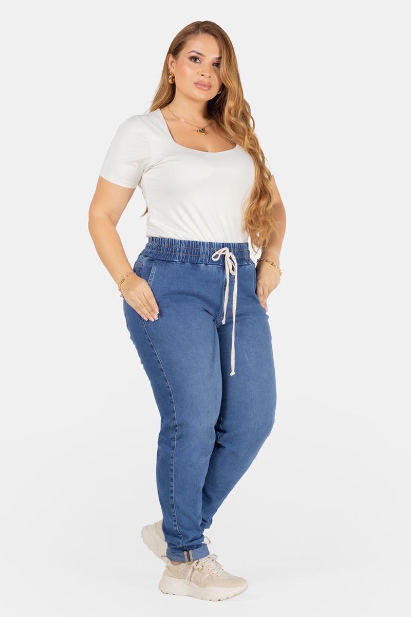 Jogger Clásico Casual Azul Medio Marca Trucco´s Plus Size