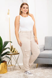 Pantalón Cargo Tiro Alto Bota Recta Con Charretera Marca Trucco´s Plus Size