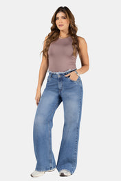 Jean Wide Leg Mujer Tiro Alto Corte Amplio Estilo Chic Marca Trucco´s