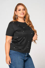 Camiseta Cuello Redondo Detalles Gircones Frontales Marca Trucco´s Plus Size