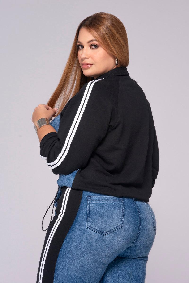Chaqueta Active Bloque Denim En contraste Marca Trucco´s Plus Size