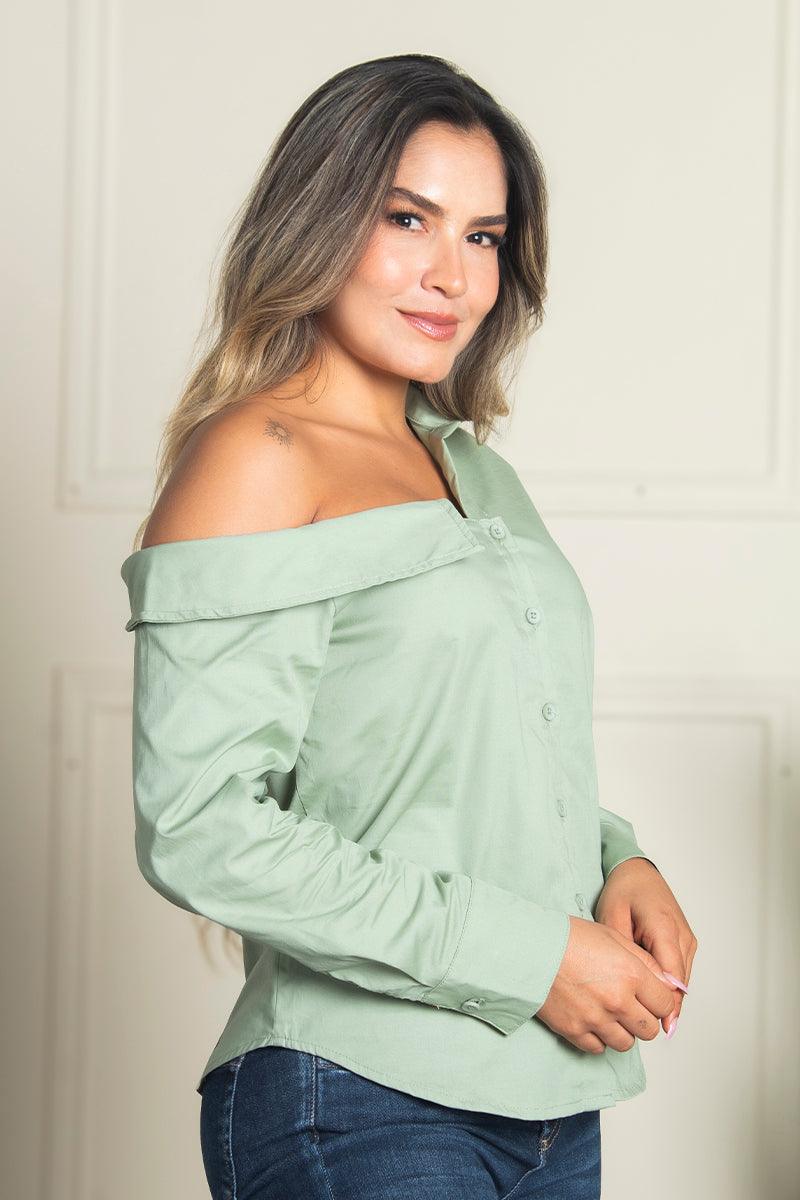 Camisa Manga Larga Escote Asimétrico  Marca Trucco´s