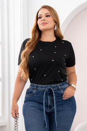 Camiseta Cuello Redondo Detalles Gircones Frontales Marca Trucco´s Plus Size