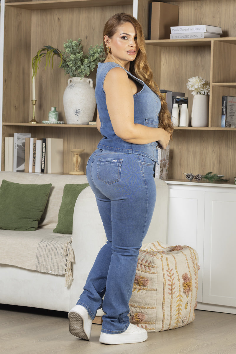 Chaleco Corte Cropped en Denim Marca Trucco´s Plus Size
