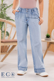 Jean Wide Leg Tiro Alto Diseño Sin Pretina Marca Trucco´s