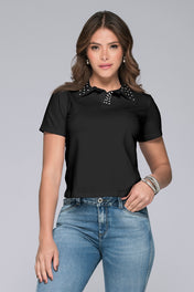 Camiseta Tipo Polo Con Detalle de Taches en Cuello Marca Trucco´s