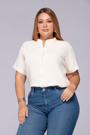 Blusa Manga Corta Cuello Nerú Marca Trucco´s Plus Size