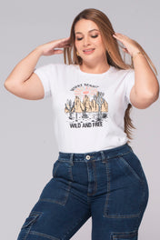 Camiseta Clásica Estampado Oeste Marca Trucco´s Plus Size