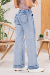Jean Wide Leg Tiro Alto Diseño Sin Pretina Marca Trucco´s