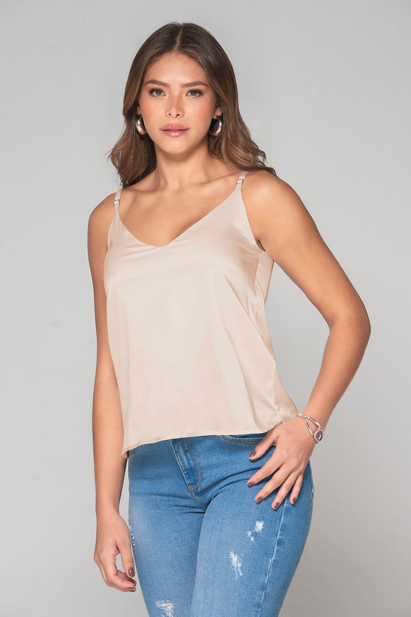 Blusa En Satín con Tiras Ajustables Marca Trucco´s