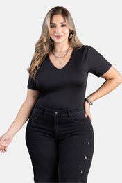 Body Manga Corta Plus Size en Poliéster y Elastano Marca Trucco's