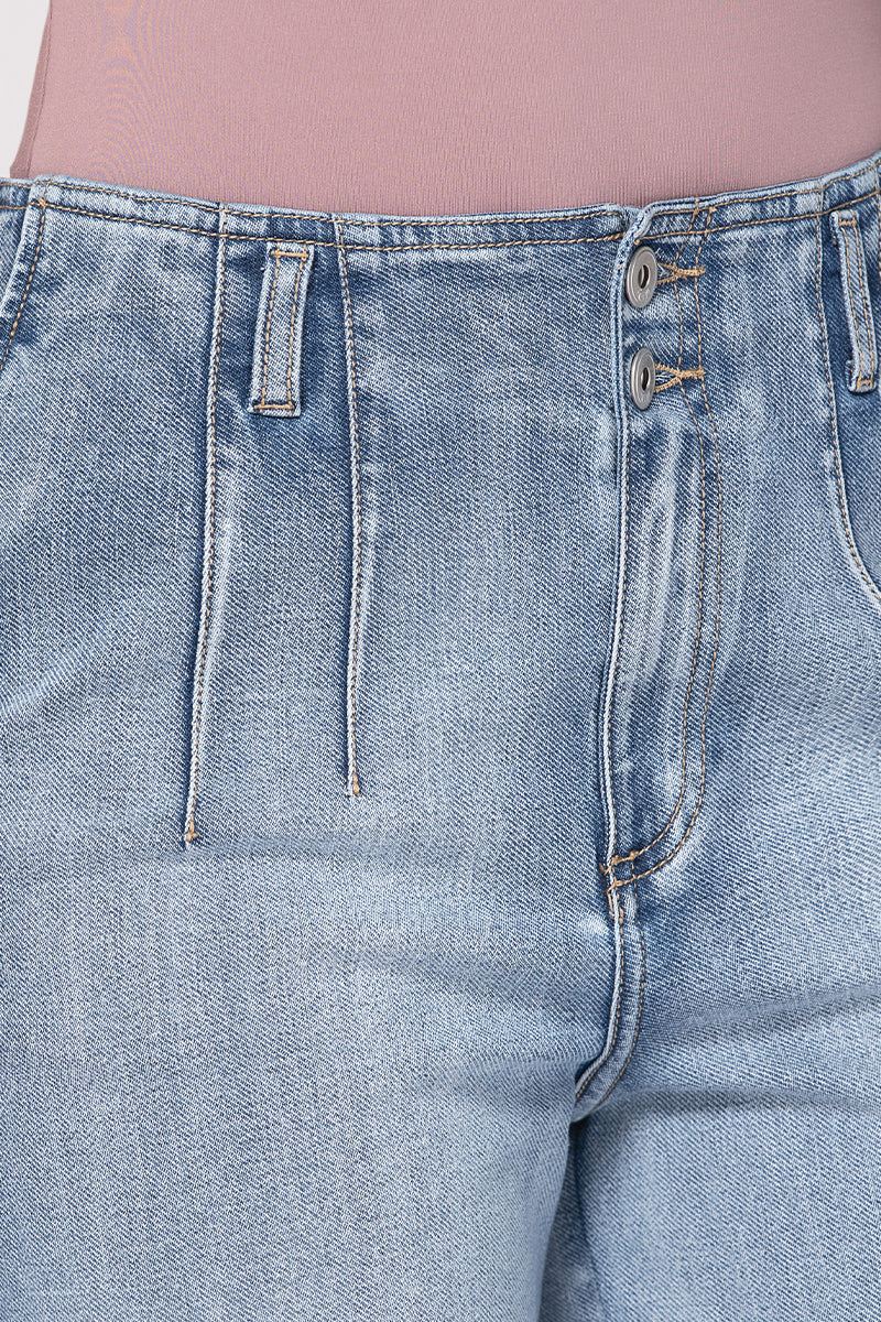 Jean Wide Leg Tiro Alto Diseño Sin Pretina Marca Trucco´s