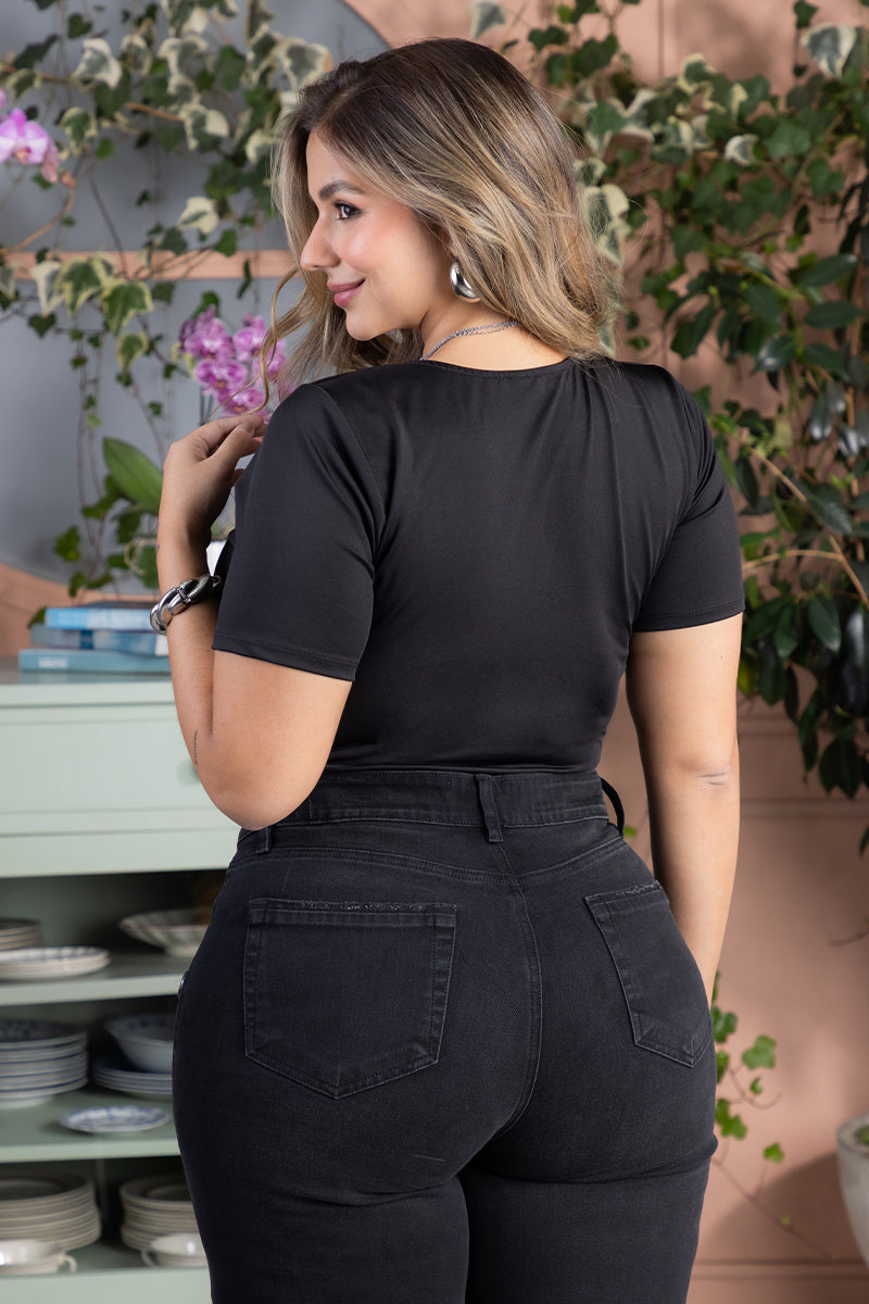 Body Manga Corta Plus Size en Poliéster y Elastano Marca Trucco's