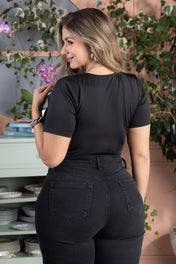Body Manga Corta Plus Size en Poliéster y Elastano Marca Trucco's