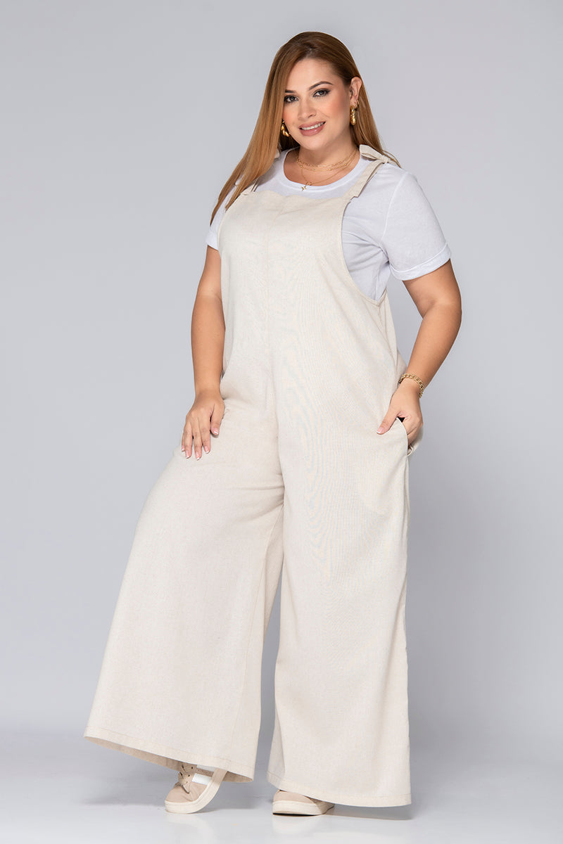 Overol Largo de Anudar en Hombros Con Bolsillos Marca Trucco´s Plus Size