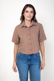 Camisa Corta Tela con Textura Manga Corta Marca Trucco´s