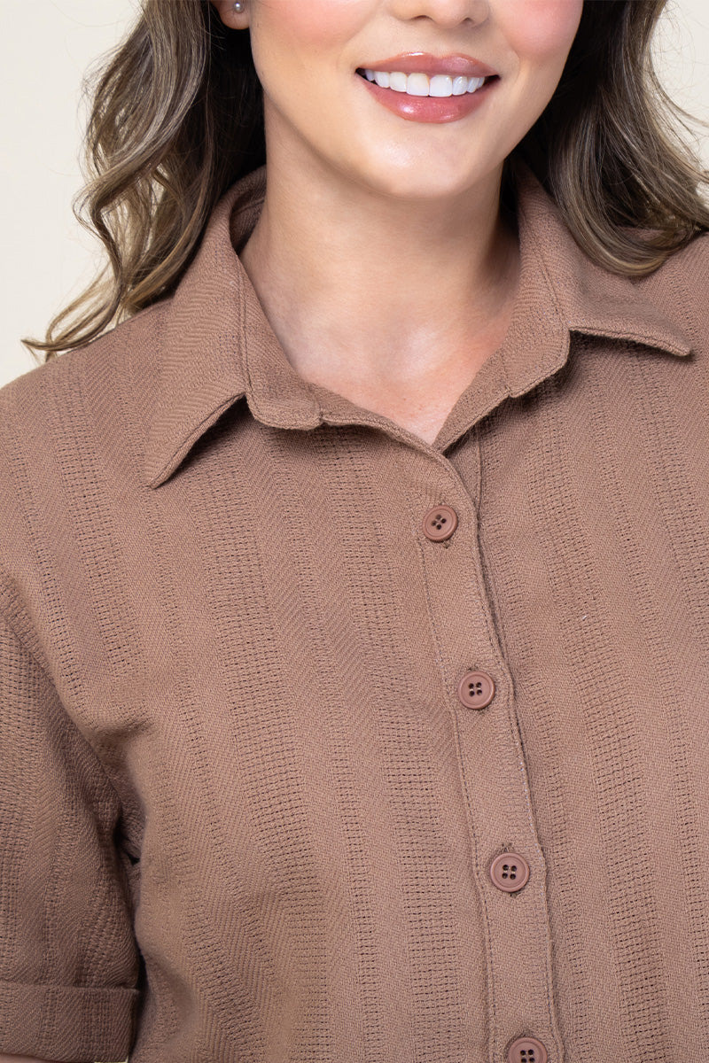 Camisa Corta Tela con Textura Manga Corta Marca Trucco´s