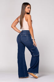 Jean Wide Leg Tiro Alto Costura Asimétrica Marca Trucco´s