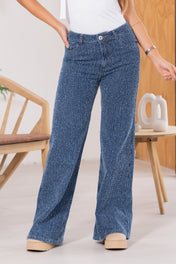 Jean Wide Leg Tiro Alto Denim Textura Láser Marca Trucco´s
