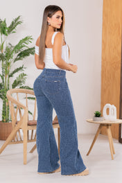 Jean Wide Leg Tiro Alto Denim Textura Láser Marca Trucco´s