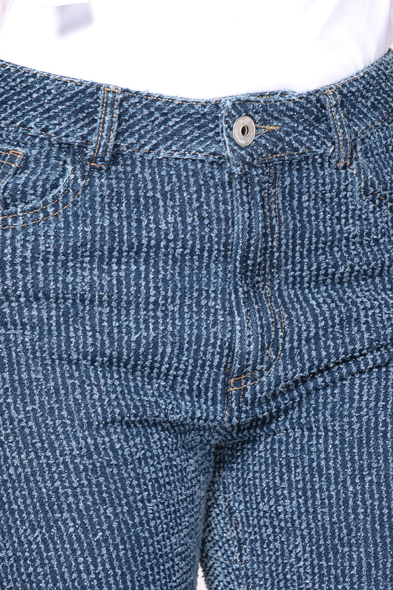 Jean Wide Leg Tiro Alto Denim Textura Láser Marca Trucco´s