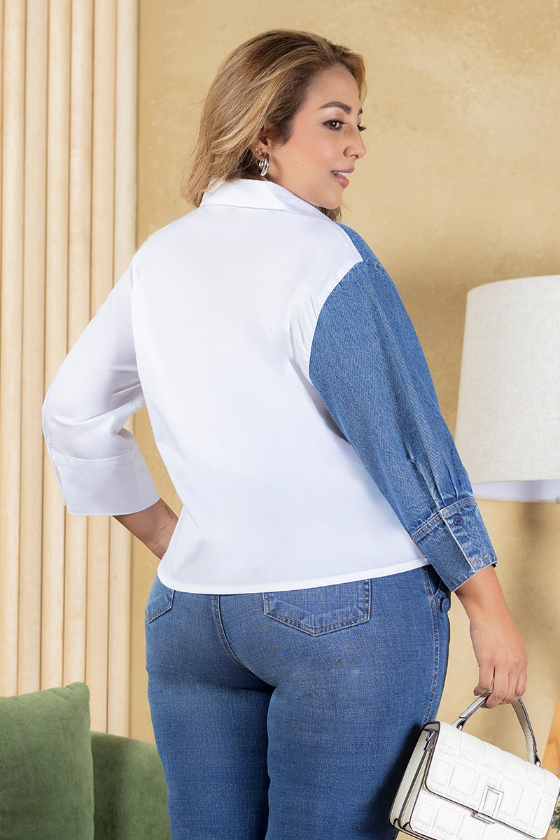 Camisa Manga Larga  Marca Trucco's Plus Size