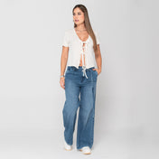 Blusa Manga Corta Sesgo a Tono Marca Trucco´s