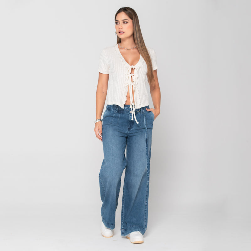Blusa Manga Corta Sesgo a Tono Marca Trucco´s