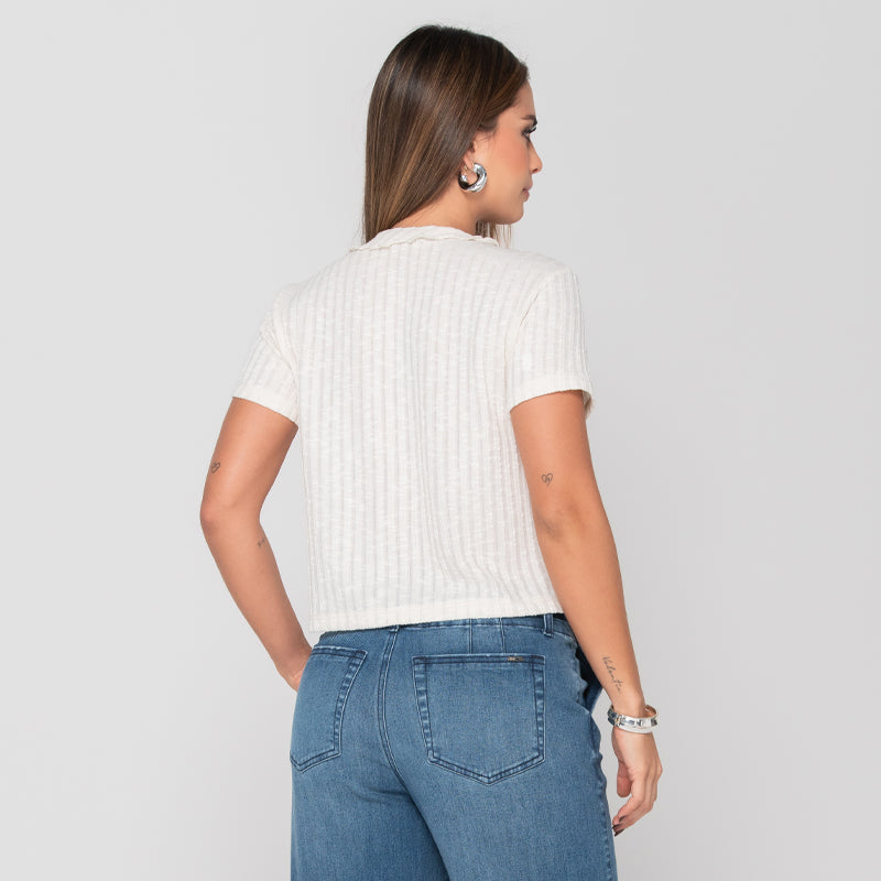 Blusa Manga Corta Sesgo a Tono Marca Trucco´s