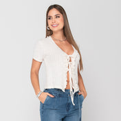 Blusa Manga Corta Sesgo a Tono Marca Trucco´s