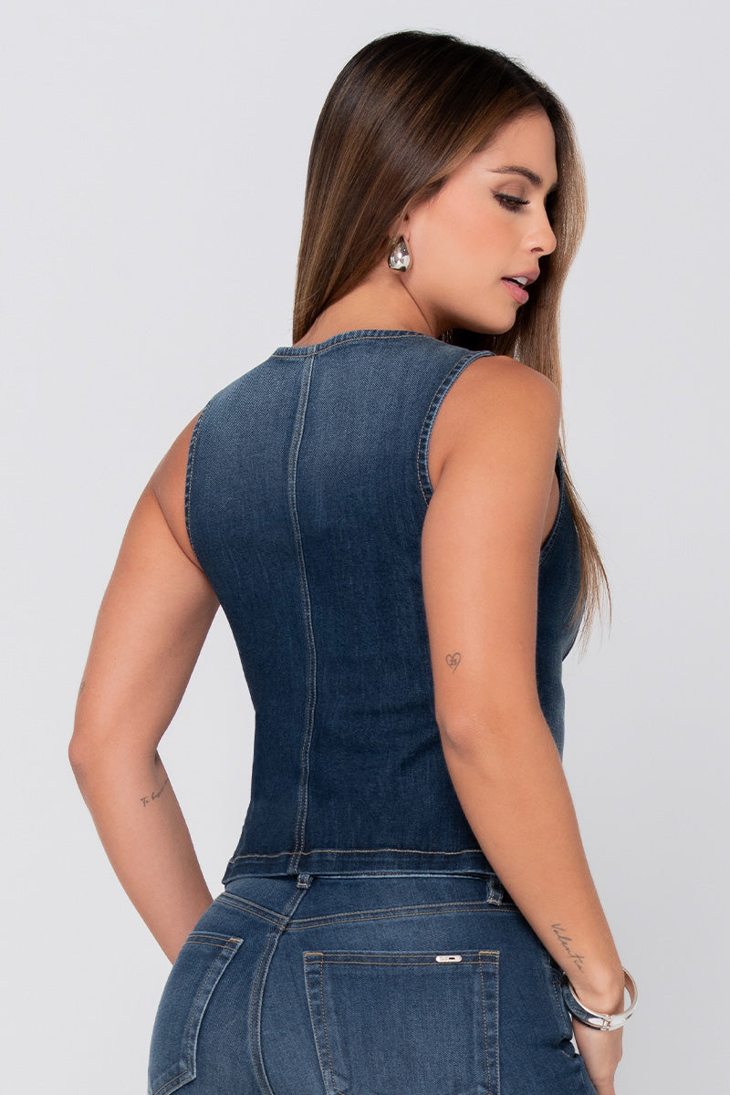 Blusa Manga Sisa Denim  Marca Trucco´s