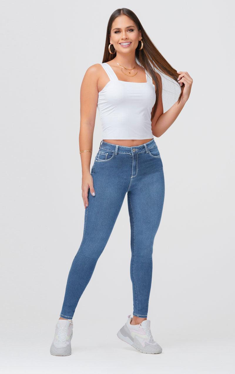 Jean Clasico Tiro Alto Skinny Color Azul Claro