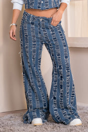 Jean Wide leg Tiro Alto Denim Destroyer Marca Trucco´s