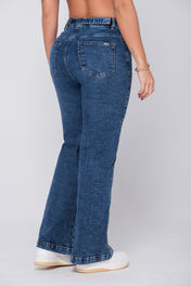 Jean Wide Leg Tiro Alto Pretina Ajustable Marca Trucco´s