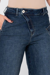 Jean Wide Leg Tiro Alto Cierre Asimétrico Marca Trucco´s
