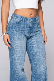 Jean Wide Leg Tiro Alto Animal Print Pitón Marca Trucco´s
