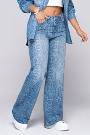 Jean Wide Leg Tiro Alto Animal Print Pitón Marca Trucco´s