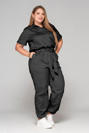 Enterizo Largo Manga Corta Cintura y Bota Resortada Marca Trucco´s Plus Size