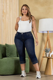 Jean Tipo Capri Azul Oscuro Marca Trucco's Plus Size