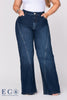 Jean Wide Leg Tiro Alto Costura Frontal  Irregular Marca Trucco´s Plus Size
