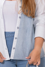 Camisa Manga Larga Bloque Denim Marca Trucco´s Plus Size