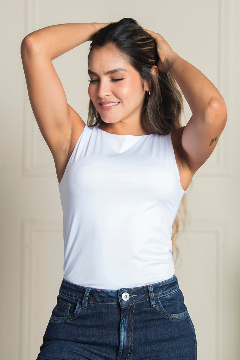 blusa femenina manga sisa blanca